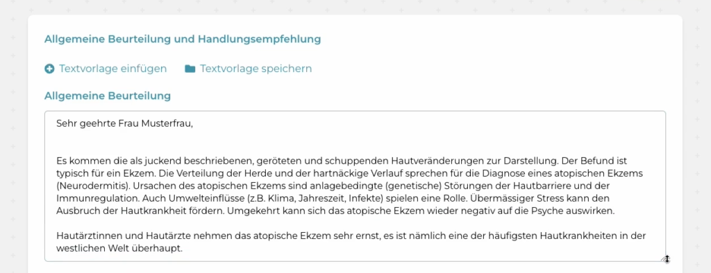 Screenshot Textvorlagen