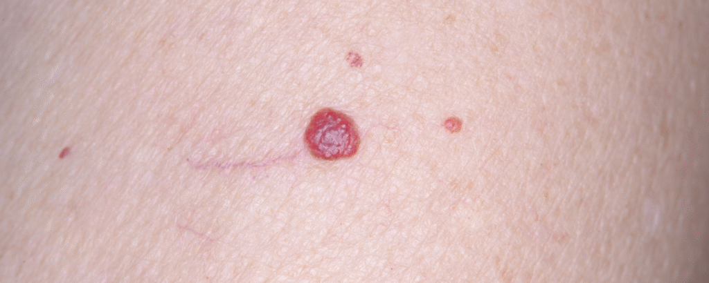 Nahaufnahme Hämangiom (Blutschwämmchen)