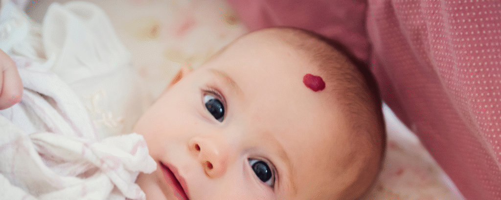 Hämangiom am Kopf eines Babys