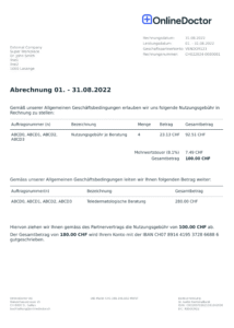 Bild von der Rechnung an Schweizer Ärzt*innen