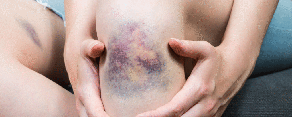 Prellung, Kontusion, Hämatom am Bein