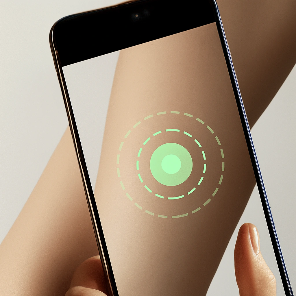 Smartphone macht Foto von Arm